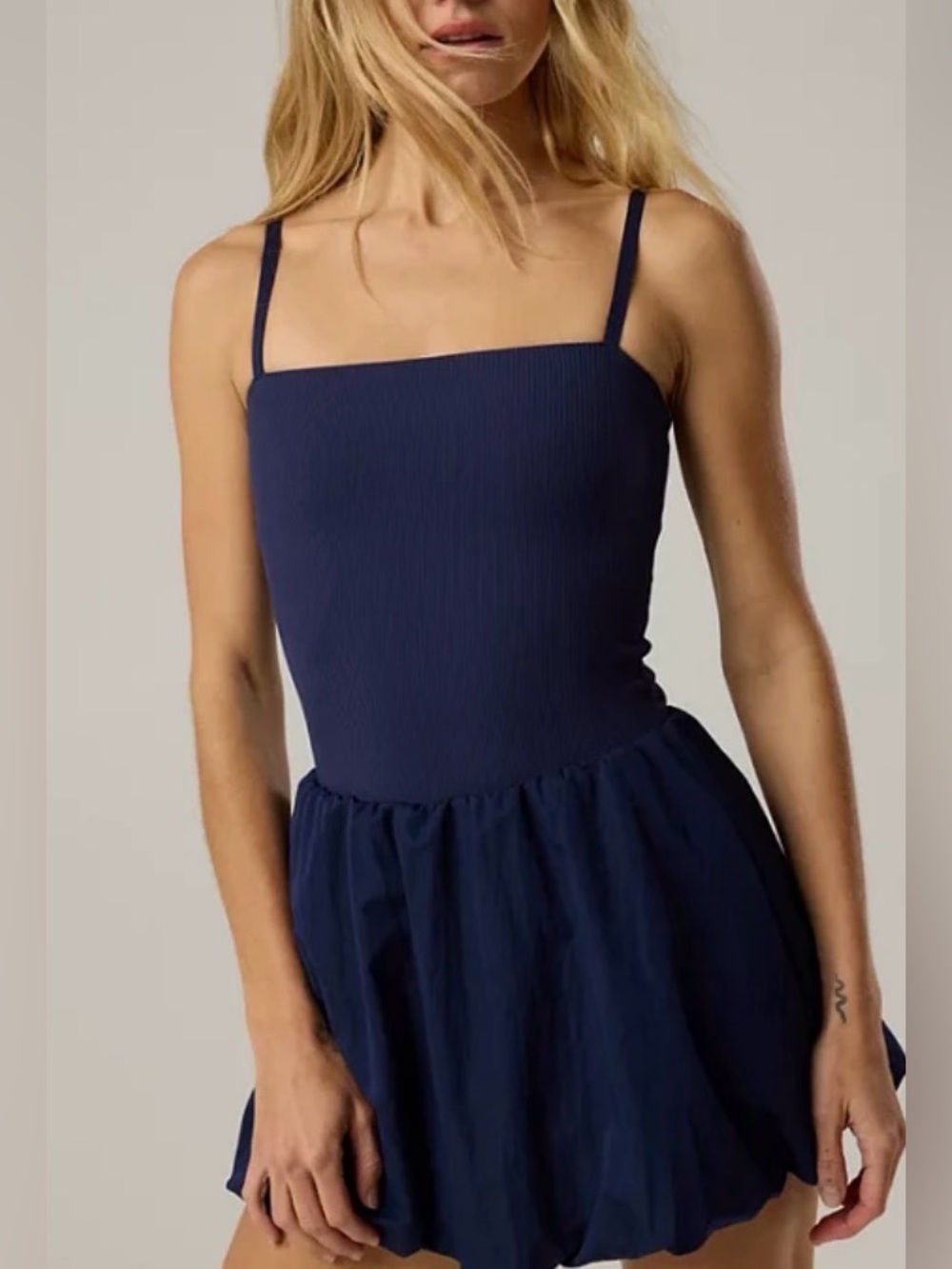 aerie Navy Square-Neck Mini Dress